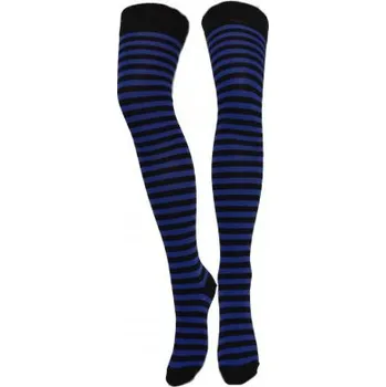 Dámské ponožky Nadkolenky proužek, Velikost: UK- 4-7, EU ( 37-42 ), Barva Tmavě modrá Gift3 1207
