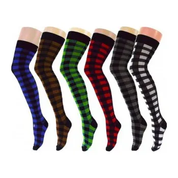 Dámské ponožky Nadkolenky s motivem kostek, Velikost: UK- 4-7, EU ( 37-42 ), Barva Zelená Gift3 OTK35