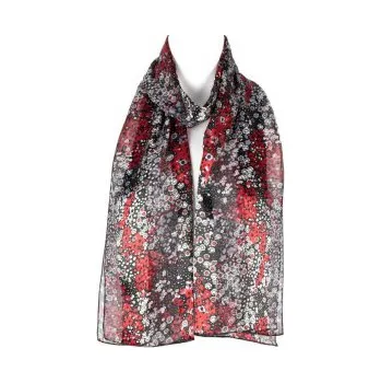 Šátek šifónový kětinky, Barva Černá Gift3 302304