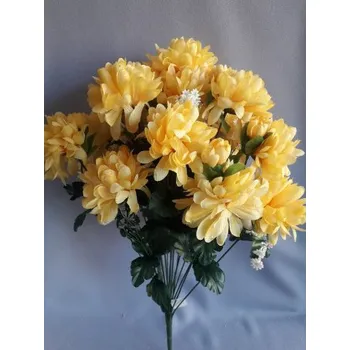 umělá květina Chryzantéma kytice H330/sv. žlutá