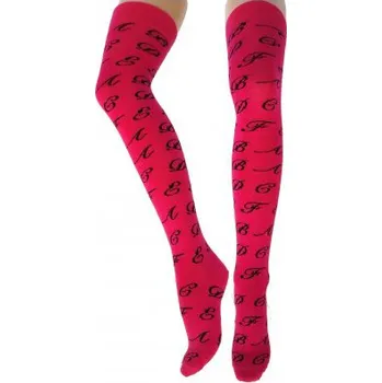 Dámské ponožky Nadkolenky Řecká Abeceda , Velikost: UK- 4-7, EU ( 37-42 ), Barva Růžová Gift3 1225