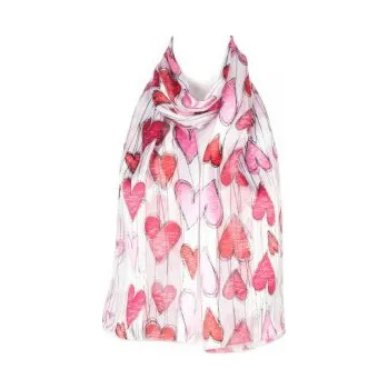Šátek Šátek šifónový srdíčka, Barva Bílá Gift3 302303
