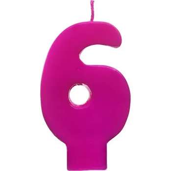 Dortová svíčka Svíčka na dort "6" růžová