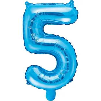 Fóliový balónek číslo 5 - modrý, 35 cm
