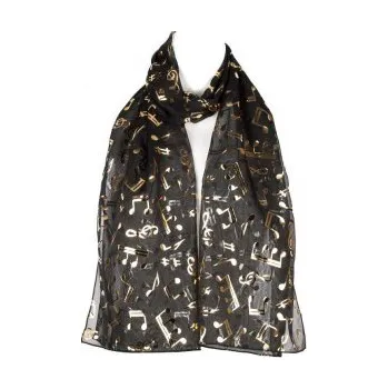 Šátek Šátek šifónový noty, Barva Černá Gift3 302314