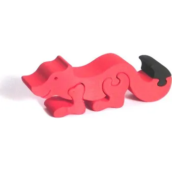 Dřevěná hračka Fauna Dřevěné vkládací puzzle z masivu malá liška