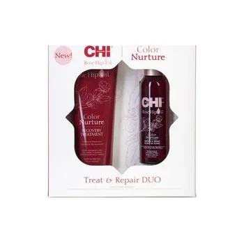 Vlasová regenerace VÝPRODEJ: CHI Rose Hip oil Repair Treat DUO - maska na barvené vlasy, 237 ml + neoplachujúce tonikum, 118 ml
