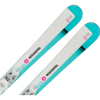 Sjezdové lyže Rossignol Famous Pro Xpress Jr + Xpress Jr 7 B83 bílé/tyrkysové 2018/19