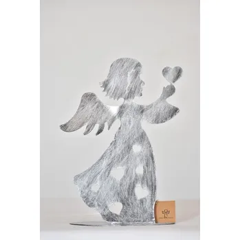 Zahradní dekorace Svícen anděl stříbrný 27,5 cm (89728)