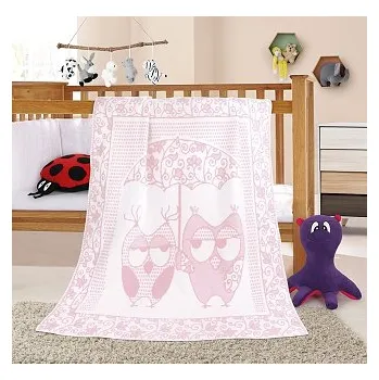 Dětská deka Dětská deka Nela 100x140 cm sova růžová