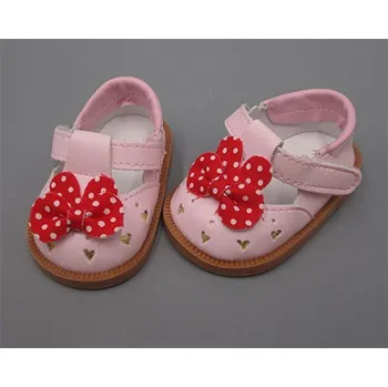 Boty pro American girl a Baby Born 45 cm "mix" Motiv: 6 růžové střevíčky s červenou mašlí