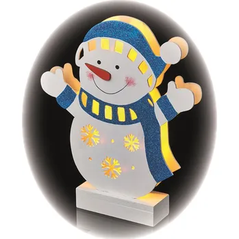 Vánoční dekorace Osvětlení dřevěný sněhulák 23 x 4 x 26,5 cm, 5 LED, teplá bílá