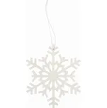 Dřevěná vločka na zavěšení bílá 10cm, 1ks