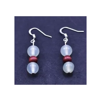 Náušnice Jadeit zelený + dřevo náušnice kuličky