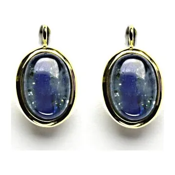 Náušnice Zlaté náušnice, přírodní kámen kyanit, žluté zlato - NK 1454 (kyanit 14x10 mm)