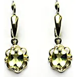 Zlaté náušnice, přírodní olivový křemen/lemon, žluté zlato, NK 1140/20