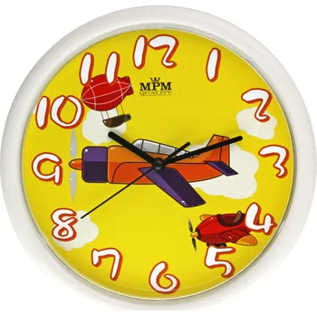Hodiny MPM Roztomilé dětské nástěnné hodiny s ciferníkem letadlo MPM E01.3088.0010