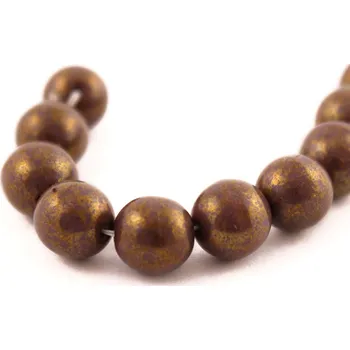 Dětské navlékací korálky ČESKÝ SKLENĚNÝ KORÁLEK 10KUSŮ / HNĚDO-FIALOVÝ