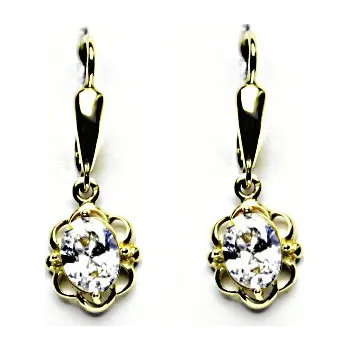 Náušnice Zlaté náušnice, čirý zirkon, žluté zlato, NK 1140/20