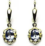 Zlaté náušnice, synt. světlý akvamarin, žluté zlato, NK 1140/20