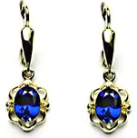 Zlaté náušnice, syntetický spinel, žluté zlato, NK 1140/20