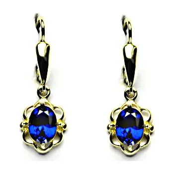 Náušnice Zlaté náušnice, syntetický spinel, žluté zlato, NK 1140/20