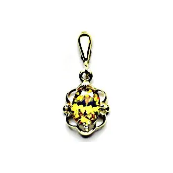 Přívěsek Zlatý přívěsek, žlutý zirkon, žluté zlato, P 1140/22 (zirkon 8x6 mm)