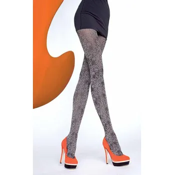 Dámské punčochy MARBELLA 60den-punčochové kalhoty Fiore grafit-tmavě šedé 2-S (vzorované punčochové kalhoty z mikrovlákna)