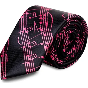 Kravata černá s růžovou partiturou