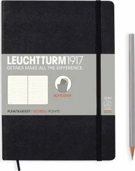 Zápisník Leuchtturm1917 Softcover Medium Black tečkovaný
