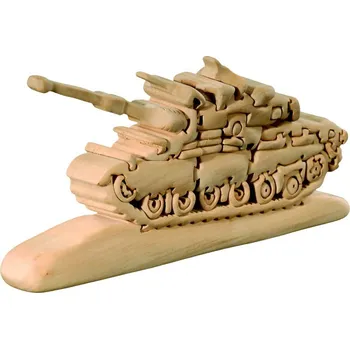 Vánoční dekorace Ornatis Dřevěné 3D puzzle Tank Provedení: Přírodní bez malování, Velikost stojících figur dospělých postav: 30 cm