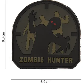 Nášivka Gumová nášivka 101 Inc Zombie Hunter SWAT - tmavě šedá