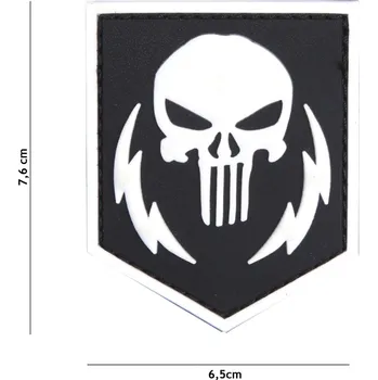 Nášivka Gumová nášivka 101 Inc Punisher Thunder - bílá