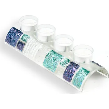 Svícen WAGA Adventní skleněný svícen modrá