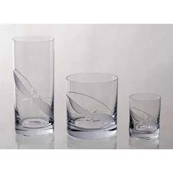 Sklenice Bohemia Crystal set - broušené skleničky Barline Mašle (18 ks)