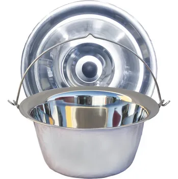 Outdoor vaření Nerezový kotlík 8 L (0,8 mm) + nerezová poklice