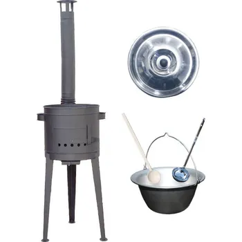 Kempingové nádobí Nerezový kotlík 20 L (1,5 mm) + vysoká žáruvzdorná kotlina 42 cm PLUS 600