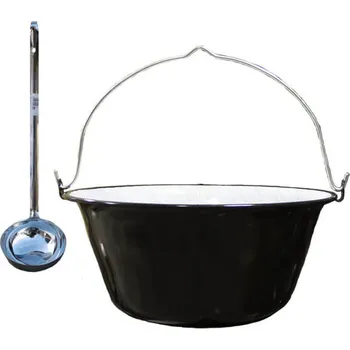 Outdoor vaření Smaltovaný kotlík 22 L + kvalitní nerezová naběračka