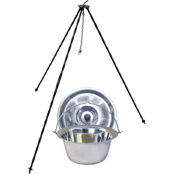 Kempingové nádobí Nerezový kotlík 14 L (0,8 mm) INOX + poklice + stojan CLASSIC