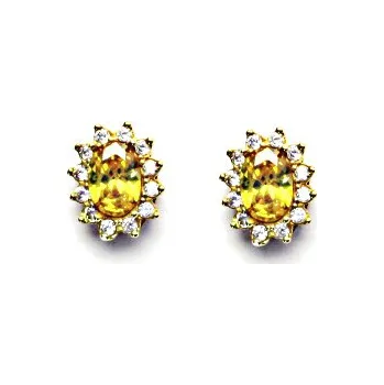 Náušnice Zlaté náušnice Kate, žlutý zirkon, čiré zirkony, žluté i bílé zlato, NŠ 1480