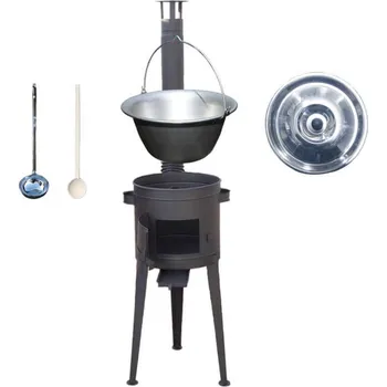 Kempingové nádobí Nerezový kotlík 15 L (1,5 mm) + vysoká žáruvzdorná kotlina 36 cm PLUS 600