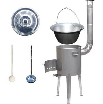 Outdoor vaření Nerezový kotlík 15 L (1,5 mm) + nerezová kotlina 36 cm LUXUS + naběračka a vařečka