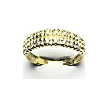 Prsten Zlatý prsten, zirkony čiré, žluté zlato, VR 27