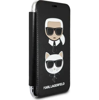 Pouzdro na mobilní telefon Karl Lagerfeld Karl and Choupette Book Pouzdro pro iPhone XS Max černé
