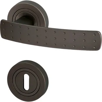 Dveřní kování Dveřní kování BREMEN R grafit (Grafitová dveřní klika s kulatou rozetou, vhodná pro interiér, pro dozický, cylindrický zámek, nebo s uzamykací páčkou na WC.)