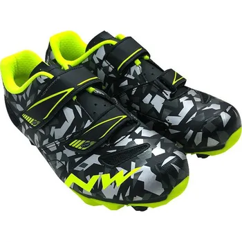 Pánské cyklistické tretry Northwave Hammer Junior camo/Yellow Fluo