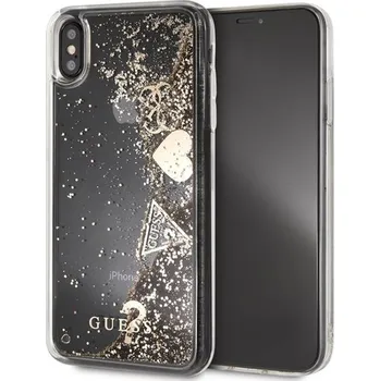 Pouzdro na mobilní telefon Guess Glitter Case Hearts Gold pro iPhone XS Max zlaté