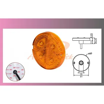 Příslušenství osvětlení automobilu světlo obrys.LED oranž.12/24V- PRO-BUTTON-kulaté-s odrazkou/4-ledky/