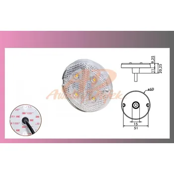 Přídavný světlomet světlo obrys.LED bílé 12/24V- PRO-BUTTON-kulaté-s odrazkou/4-ledky/