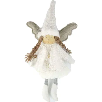 Vánoční dekorace IDARY Vánoční Anděl - látková figurka bílá